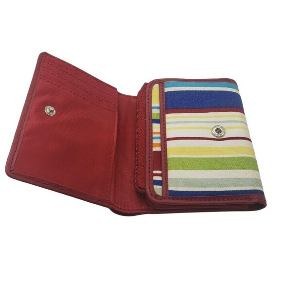 Longaberger Homestead Summertime Striped Sunny Day Checkbook Wallet Set USA Red - Picture 6 of 12